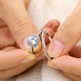 2Pcs/Set 2018 Luxury Green Blue Stone Crystal Rings For Women Sliver Color Zirconia Wedding Engagement Ring Jewelry Size 6 7 8 9