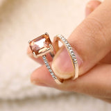 2Pcs/Set 2018 Luxury Green Blue Stone Crystal Rings For Women Sliver Color Zirconia Wedding Engagement Ring Jewelry Size 6 7 8 9