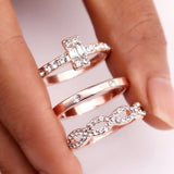 2Pcs/Set 2018 Luxury Green Blue Stone Crystal Rings For Women Sliver Color Zirconia Wedding Engagement Ring Jewelry Size 6 7 8 9