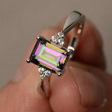 2Pcs/Set 2018 Luxury Green Blue Stone Crystal Rings For Women Sliver Color Zirconia Wedding Engagement Ring Jewelry Size 6 7 8 9