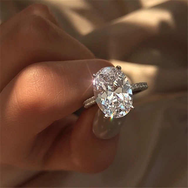 2Pcs/Set 2018 Luxury Green Blue Stone Crystal Rings For Women Sliver Color Zirconia Wedding Engagement Ring Jewelry Size 6 7 8 9