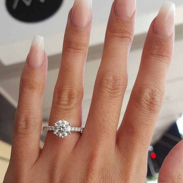 2Pcs/Set 2018 Luxury Green Blue Stone Crystal Rings For Women Sliver Color Zirconia Wedding Engagement Ring Jewelry Size 6 7 8 9