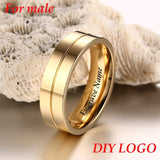 AZIZ BEKKAOUI Engrave Name Wedding Rings for Women Men Couple Promise Band Stainless Steel Engagement Jewelry Dropshipping