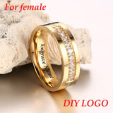 AZIZ BEKKAOUI Engrave Name Wedding Rings for Women Men Couple Promise Band Stainless Steel Engagement Jewelry Dropshipping