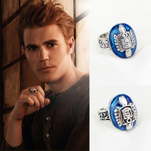 Vintage The Vampire Diaries Ring Anillos Salvatore Damon Reborn Ring Aneis Stefan finger Family Crest RING Ornaments