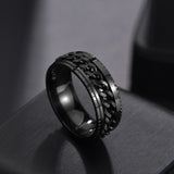 Letdiffery Punk 8mm Spinner Chain Men Rotatable Ring Black Blue Stainless Steel Rotatable Cool Jewelry Party Gift Anel Alliance