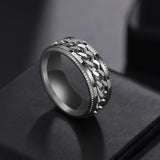 Letdiffery Punk 8mm Spinner Chain Men Rotatable Ring Black Blue Stainless Steel Rotatable Cool Jewelry Party Gift Anel Alliance