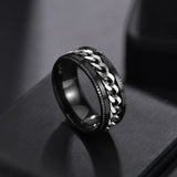 Letdiffery Punk 8mm Spinner Chain Men Rotatable Ring Black Blue Stainless Steel Rotatable Cool Jewelry Party Gift Anel Alliance
