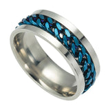 Letdiffery Punk 8mm Spinner Chain Men Rotatable Ring Black Blue Stainless Steel Rotatable Cool Jewelry Party Gift Anel Alliance
