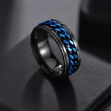 Letdiffery Punk 8mm Spinner Chain Men Rotatable Ring Black Blue Stainless Steel Rotatable Cool Jewelry Party Gift Anel Alliance
