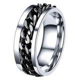 Letdiffery Punk 8mm Spinner Chain Men Rotatable Ring Black Blue Stainless Steel Rotatable Cool Jewelry Party Gift Anel Alliance