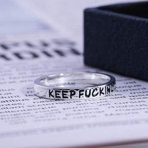 2019 New Fashion 925 Sterling Silver Simple Punk Rock Hip Hop Silver Ring for Men Women Engraved Letter Streetwear Rings Jewelry