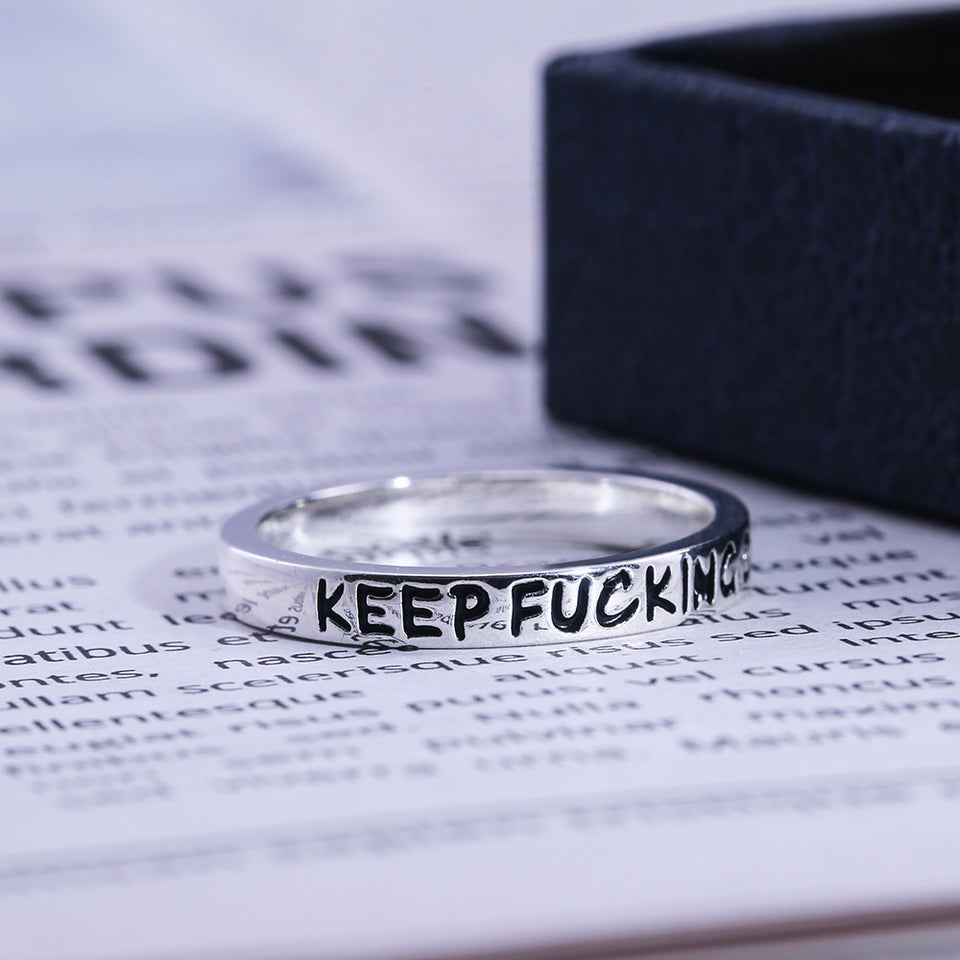 2019 New Fashion 925 Sterling Silver Simple Punk Rock Hip Hop Silver Ring for Men Women Engraved Letter Streetwear Rings Jewelry
