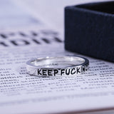 2019 New Fashion 925 Sterling Silver Simple Punk Rock Hip Hop Silver Ring for Men Women Engraved Letter Streetwear Rings Jewelry