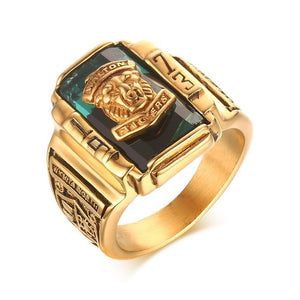 Fashion Vintage Gold Metal Black Blue Red Crystal Ring 1973 Walton Tigers Navy Signet Rings for Men Male Boho Jewelry Size 7-15
