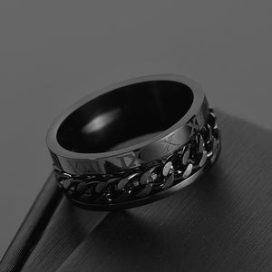 Letdiffery Punk 8mm Spinner Chain Men Rotatable Ring Black Blue Stainless Steel Rotatable Cool Jewelry Party Gift Anel Alliance