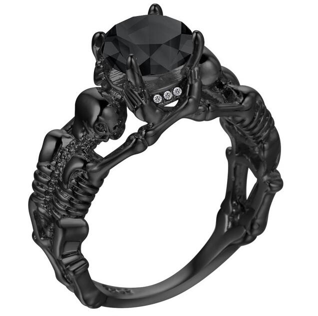Ghost evil Skull skeleton Hand CZ Ring European and American Punk style Motor Biker Men Ring 2019 new skull men's jewelry