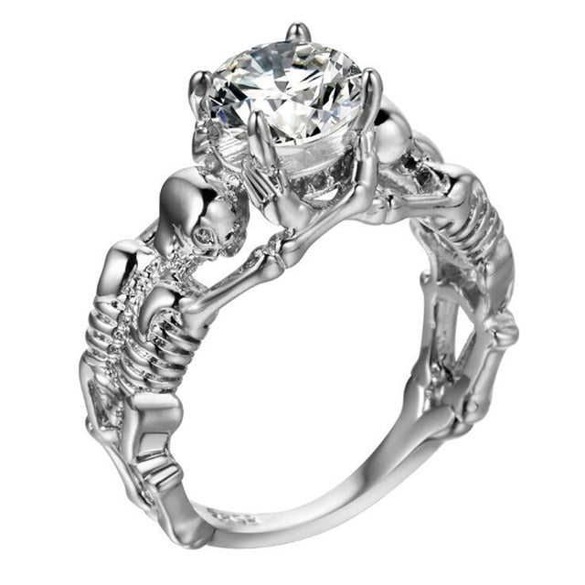 Ghost evil Skull skeleton Hand CZ Ring European and American Punk style Motor Biker Men Ring 2019 new skull men's jewelry