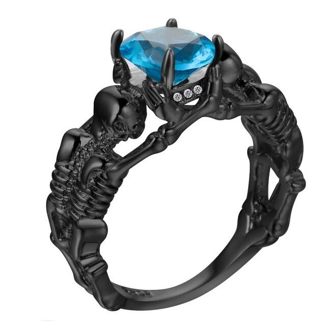 Ghost evil Skull skeleton Hand CZ Ring European and American Punk style Motor Biker Men Ring 2019 new skull men's jewelry