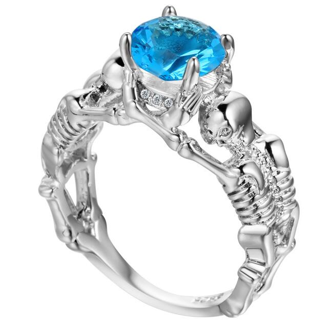 Ghost evil Skull skeleton Hand CZ Ring European and American Punk style Motor Biker Men Ring 2019 new skull men's jewelry