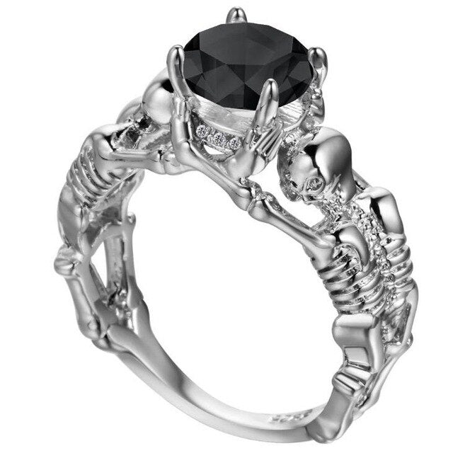 Ghost evil Skull skeleton Hand CZ Ring European and American Punk style Motor Biker Men Ring 2019 new skull men's jewelry