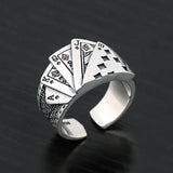 Fashion Vintage Playing Card Ring Men Women Hiphop Rock Punk Open Ring God Of Gambling Creative Rings Magician Ring Jewelry Gift