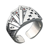 Fashion Vintage Playing Card Ring Men Women Hiphop Rock Punk Open Ring God Of Gambling Creative Rings Magician Ring Jewelry Gift