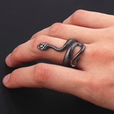 Free Fan Cool Retro Punk Exaggerated Men Snake Ring Fashion Personality Snake Opening Adjustable Ring Jewelry For Mens Gift