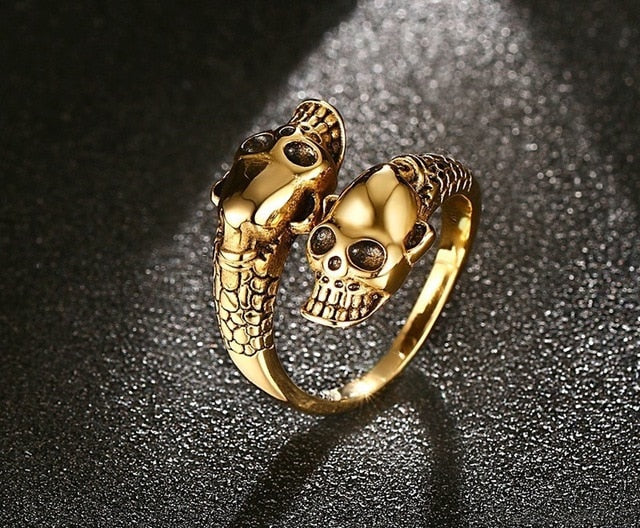 Free Fan Cool Retro Punk Exaggerated Men Snake Ring Fashion Personality Snake Opening Adjustable Ring Jewelry For Mens Gift