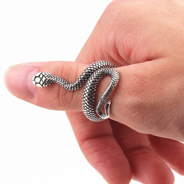Free Fan Cool Retro Punk Exaggerated Men Snake Ring Fashion Personality Snake Opening Adjustable Ring Jewelry For Mens Gift