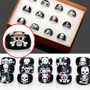 10pcs/Pack Wholesale Black Pirates Skull Ring Children Kids Resin Finger Rings Children Skeleton Party Accessories Jewelry