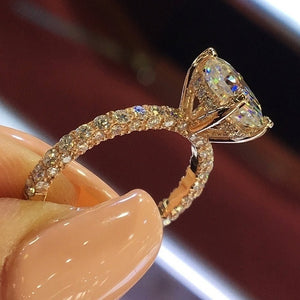 FDLK  Dazzling Brand Jewelry Natural White Rhinestones Birthstone Jewelry Bride Wedding Party Ring