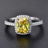 New Style White/Yellow/Purple/Blue/Green/Pink Crystal Rings For Women  Silver Colorful Ring Fashion Jewelry