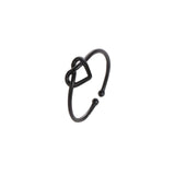 H:HYDE Wedding Heart Rose Gold Color Rings Engagement Black Color Stainless Steel Open Ring Fashion Bijoux For Women Jewelry