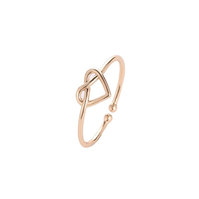 H:HYDE Wedding Heart Rose Gold Color Rings Engagement Black Color Stainless Steel Open Ring Fashion Bijoux For Women Jewelry