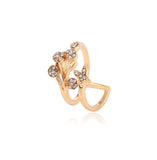 Flower Rose Gold Color Adjustable Rings for Women Fashion Rhinestone Jewelry Engagement Ring Gold Color for Female Anillos Mujer