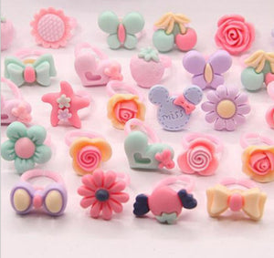 20pcs/set Random Mix Animal Heart Assorted Baby Kids Girl Children's Cartoon Rings For Christmas Gift