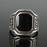 DreamBell Men Punk Style Retro Black Artificial Gem Ring Fashion Finger Rings for Men