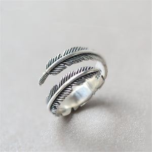 Vintage Design 925 Sterling Silver Adjustable Feather Rings For Women Sterling-silver-jewelry Wedding Jewelry  Gift jz384