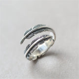 Vintage Design 925 Sterling Silver Adjustable Feather Rings For Women Sterling-silver-jewelry Wedding Jewelry  Gift jz384