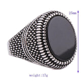 Fashion Super Hero Ring Men's Ring With Black Stone Ring 316L Stainless Steel Jewelry Vintage Silver Plated Ring